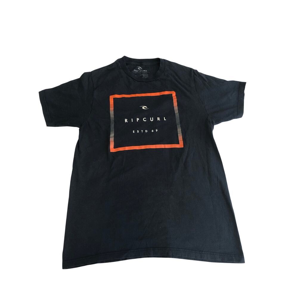 Rip Curl Graphic Mens T-Shirt Size S Blue Orange Standard Fit Tee Short Sleeve